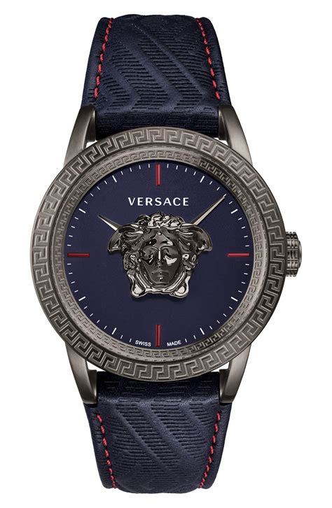 versace leather strap watch